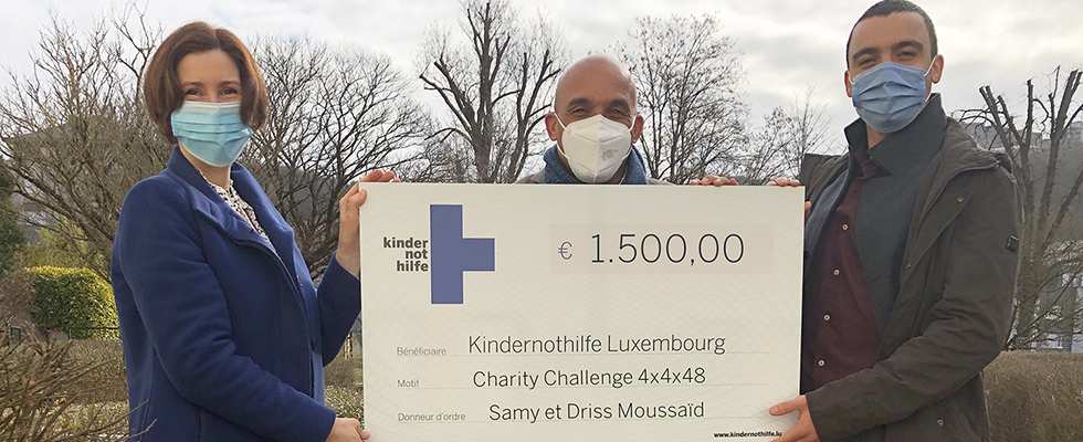 Scheckübergabe zur Challenge „4x4x48“ (Quelle: Kindernothilfe)