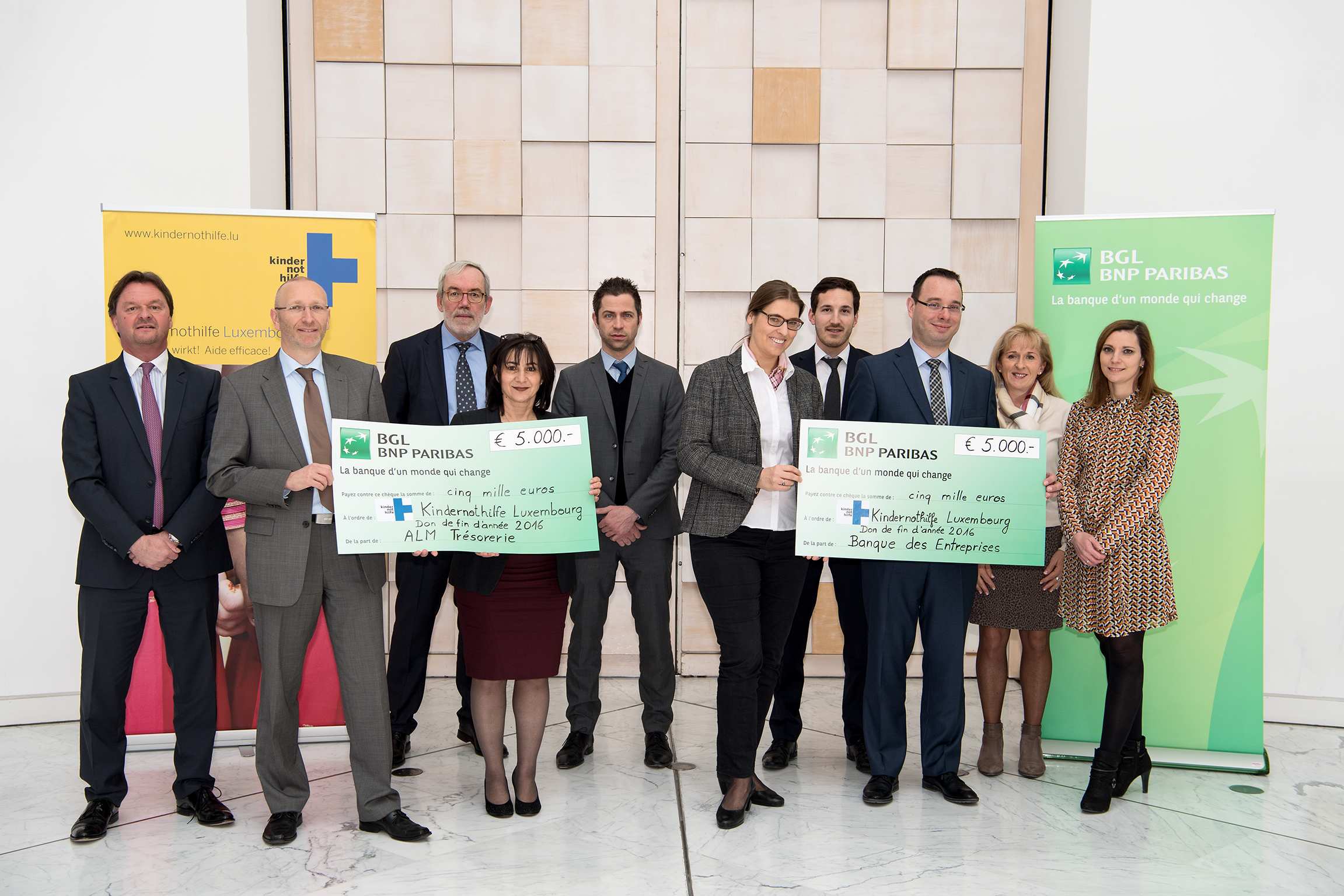 Schecküberreichung zur Spendenaktion der BGL BNP Paribas (Foto: BGL BNP Paribas)